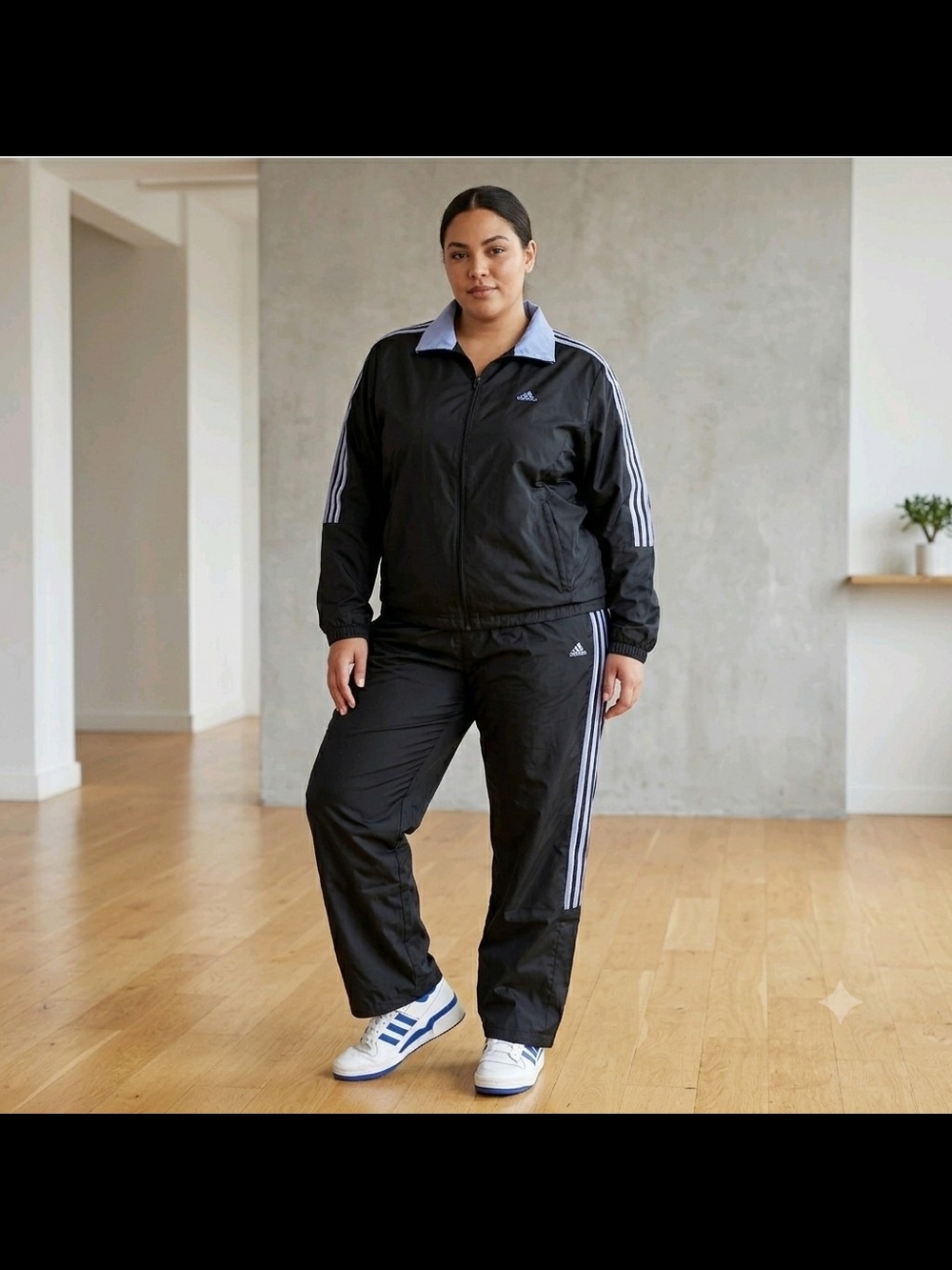 Adidas Unisex Vintage Black Track Suit With 3 Stripes